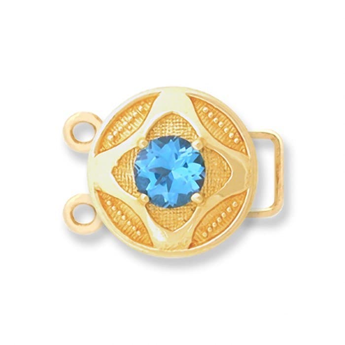 CL015 14kt Yellow Gold Swiss Blue Topaz top