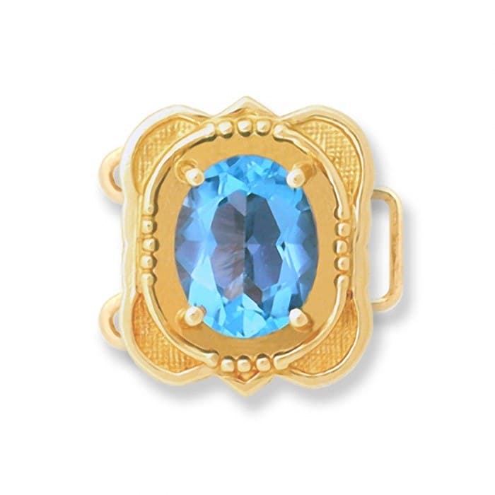 CL021 14kt Yellow Gold Swiss Blue Topaz top