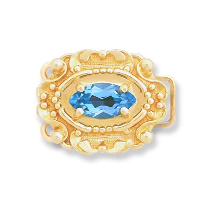 CL064 14kt Yellow Gold Swiss Blue Topaz top