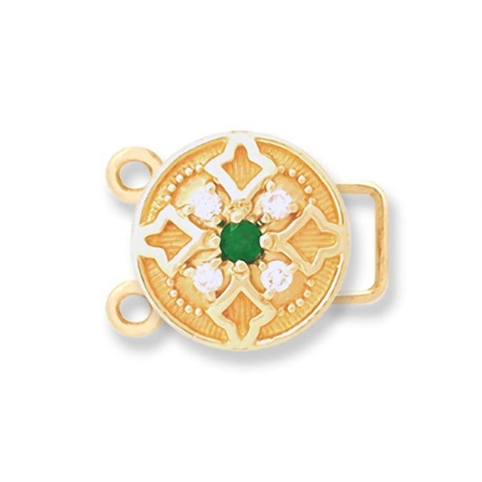 CL071 14kt Yellow Gold Emerald and Diamond top