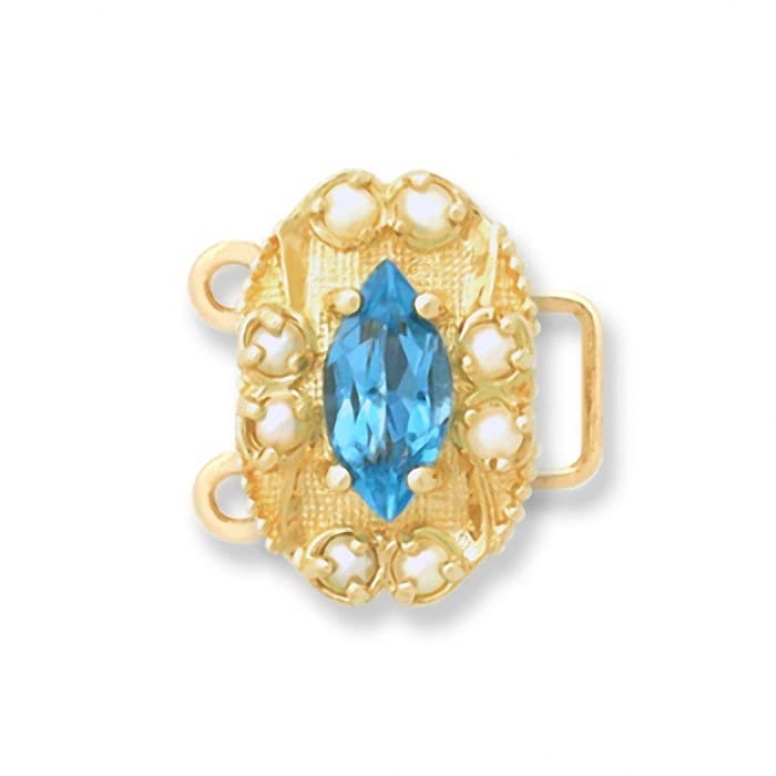 CL094 14kt Yellow Gold Swiss Blue Topaz and Pearl top