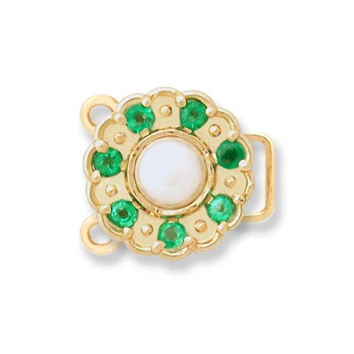 CL109 14kt Yellow Gold Pearl and Emerald top
