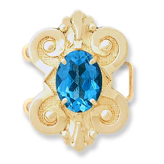 CL113 14kt Yellow Gold Swiss Blue Topaz top