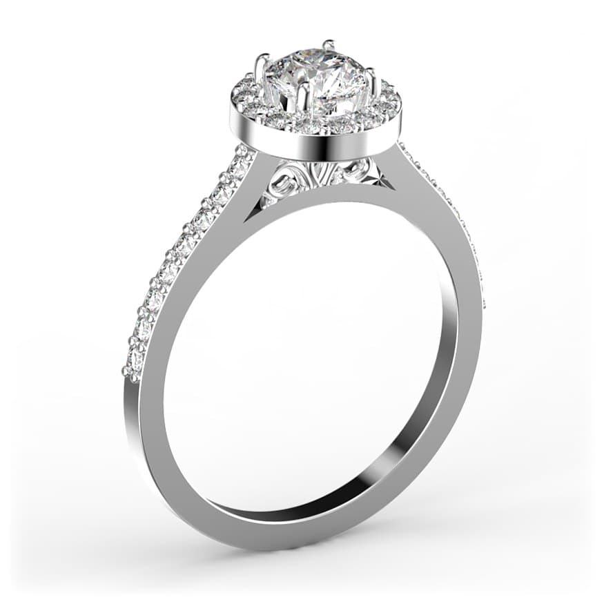 R0004 14kt White Gold Diamond and Diamond and Diamond side angle