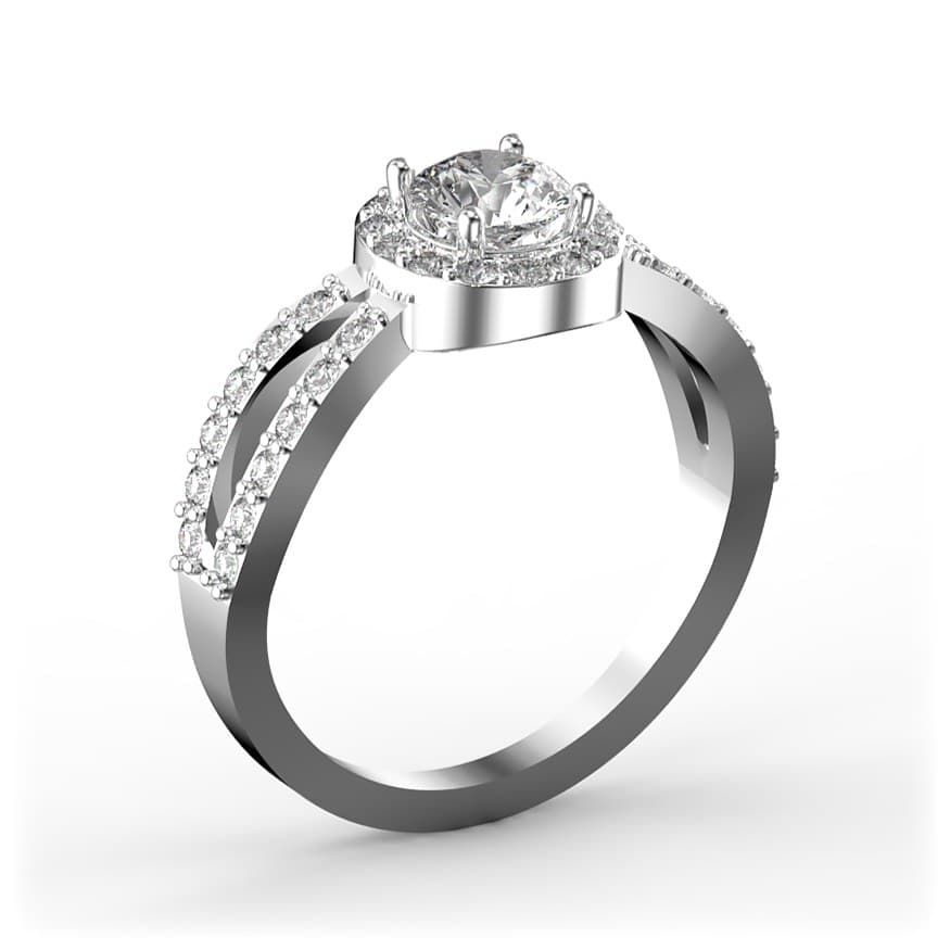 R0012 14kt White Gold Diamond and Diamond and Diamond side angle