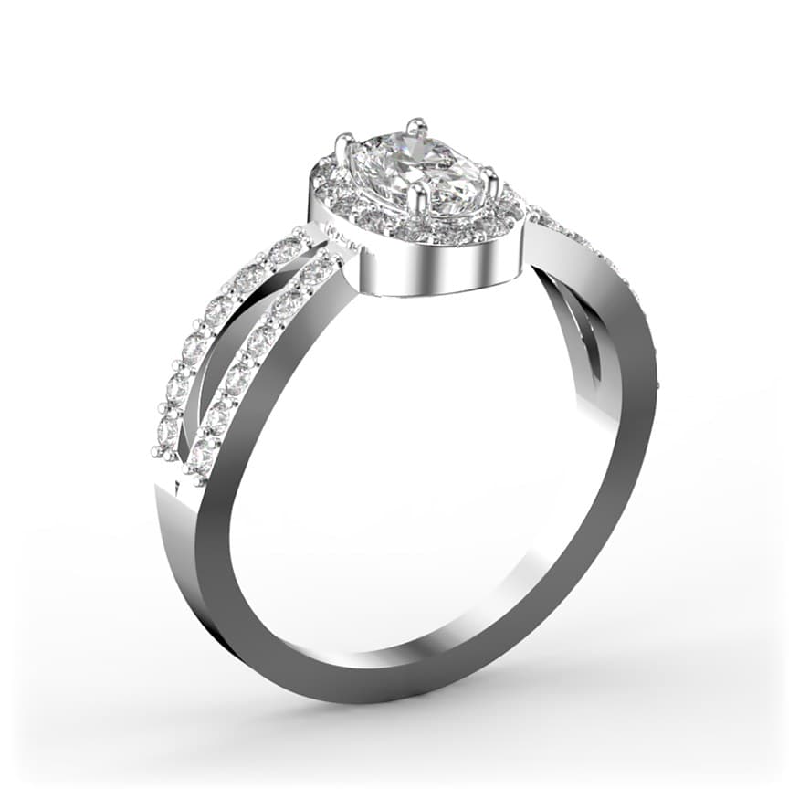 R0014 14kt White Gold Diamond and Diamond and Diamond side angle