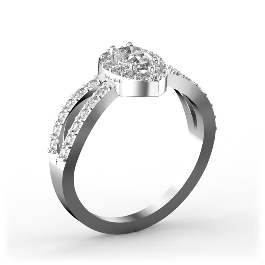 R0015 14kt White Gold Diamond and Diamond and Diamond side angle