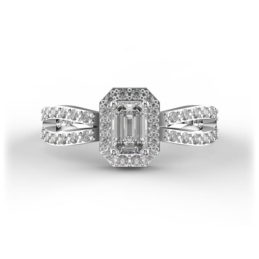 R0016 14kt White Gold Diamond and Diamond and Diamond top