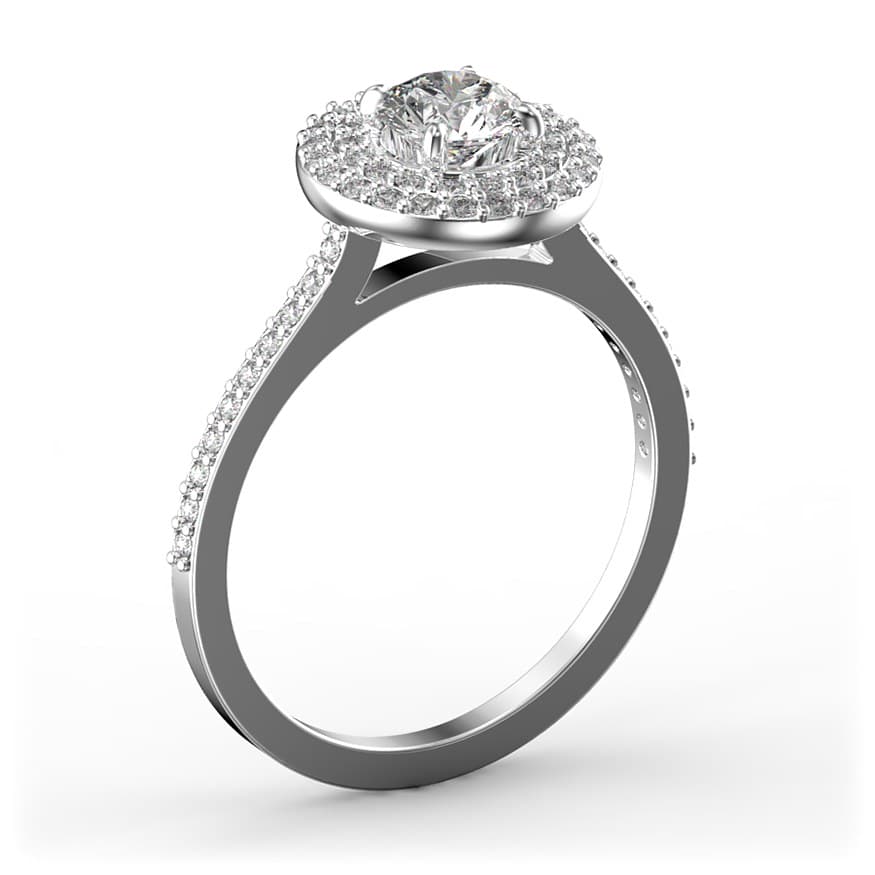 R0020 14kt White Gold Diamond and Diamond and Diamond side angle