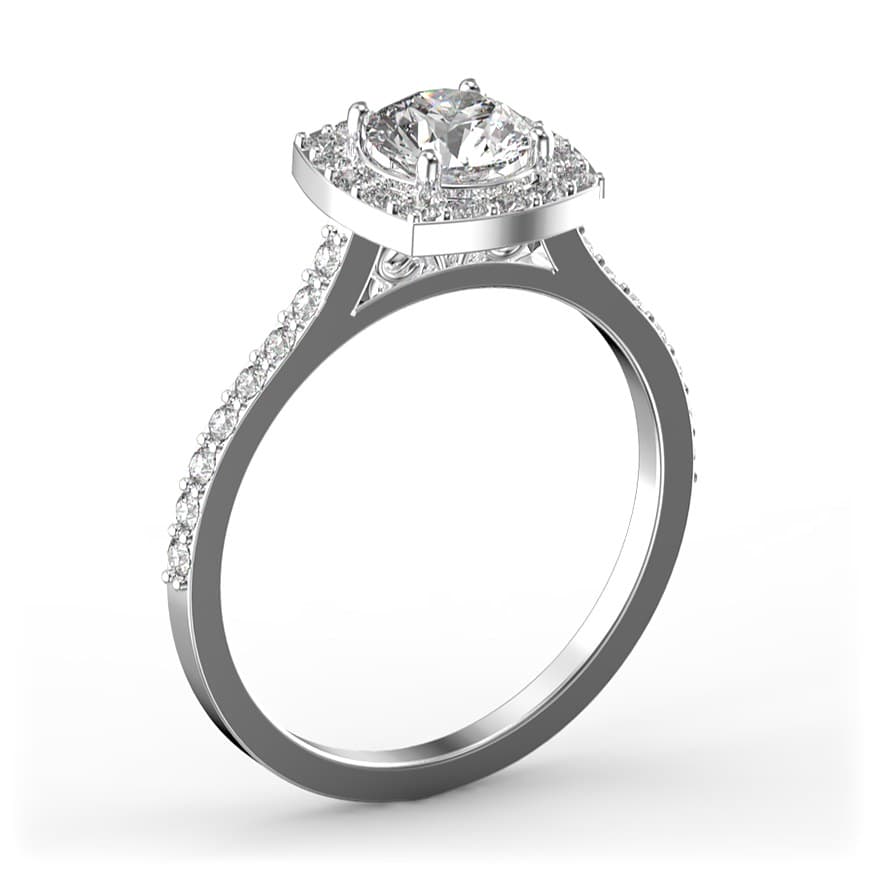 R0023 14kt White Gold Diamond and Diamond and Diamond side angle