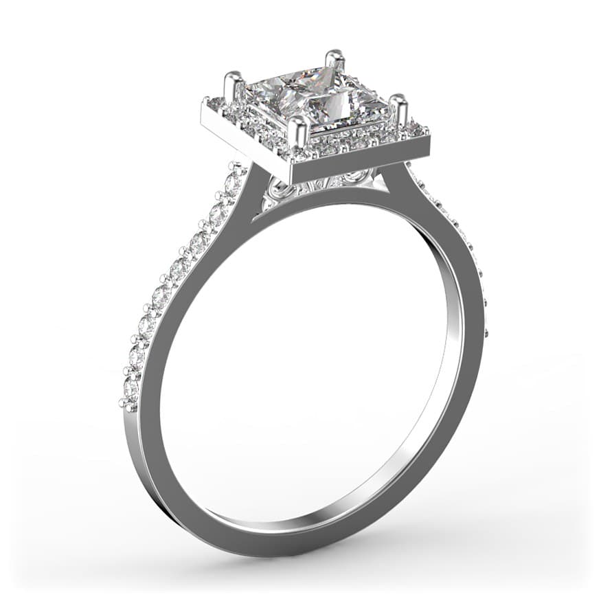 R0027 14kt White Gold Diamond and Diamond and Diamond side angle