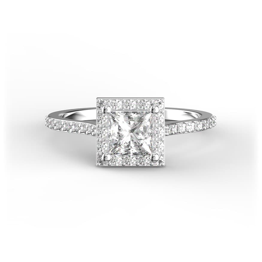 R0027 14kt White Gold Diamond and Diamond and Diamond top