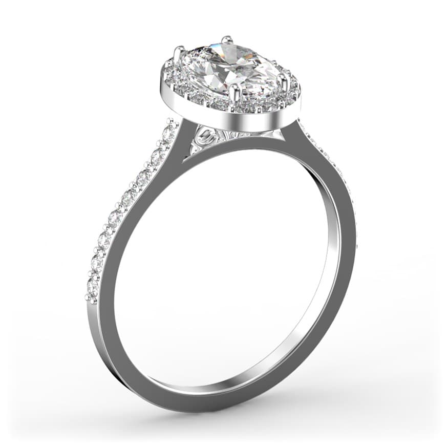 R0028 14kt White Gold Diamond and Diamond and Diamond side angle