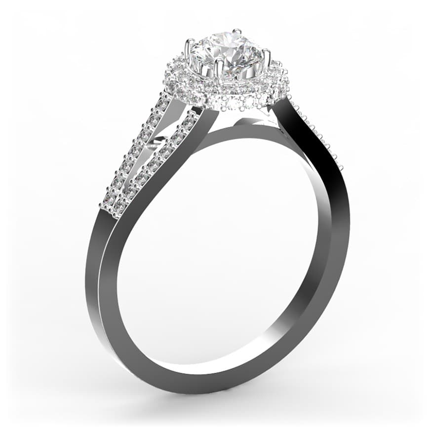 R0033 14kt White Gold Diamond and Diamond and Diamond and Diamond side angle