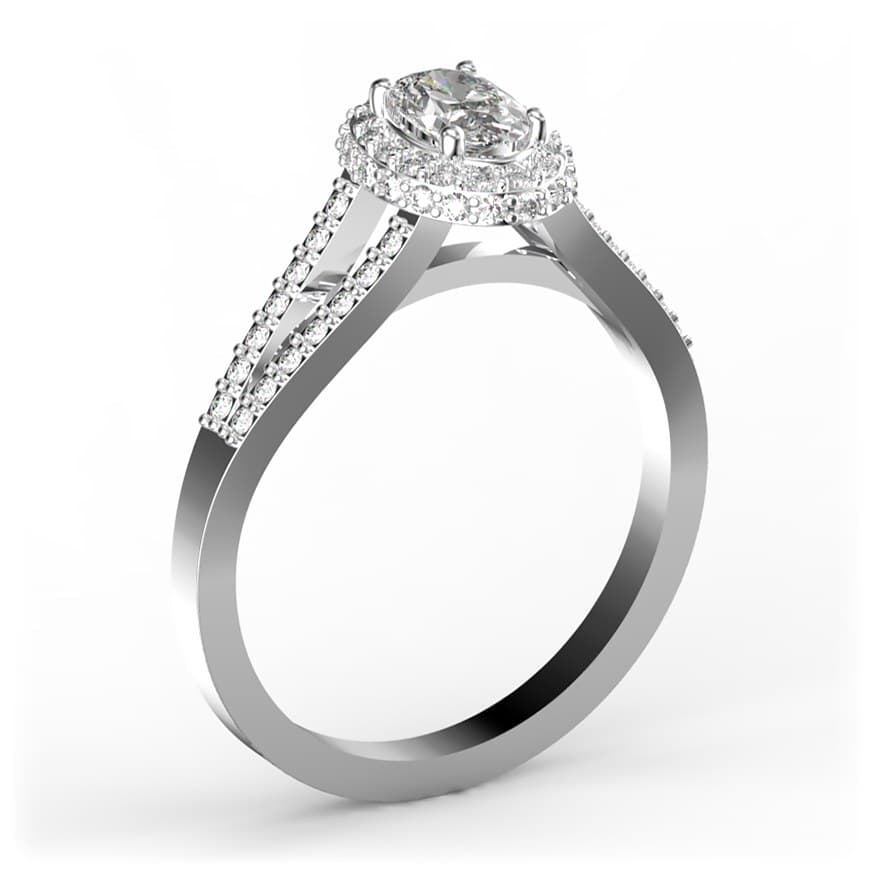 R0035 14kt White Gold Diamond and Diamond and Diamond side angle