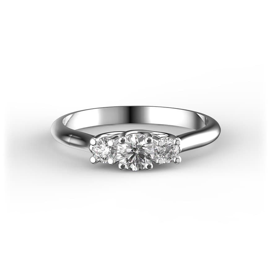 R0037 14kt White Gold Diamond and Diamond top