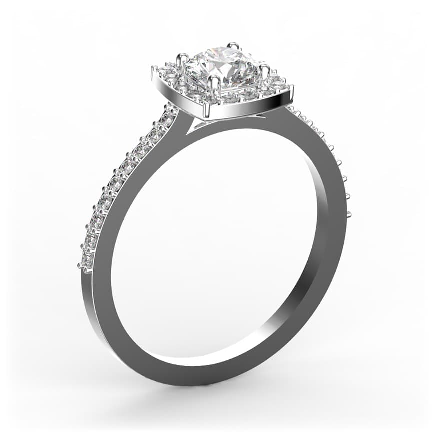 R0046 14kt White Gold Diamond and Diamond and Diamond side angle