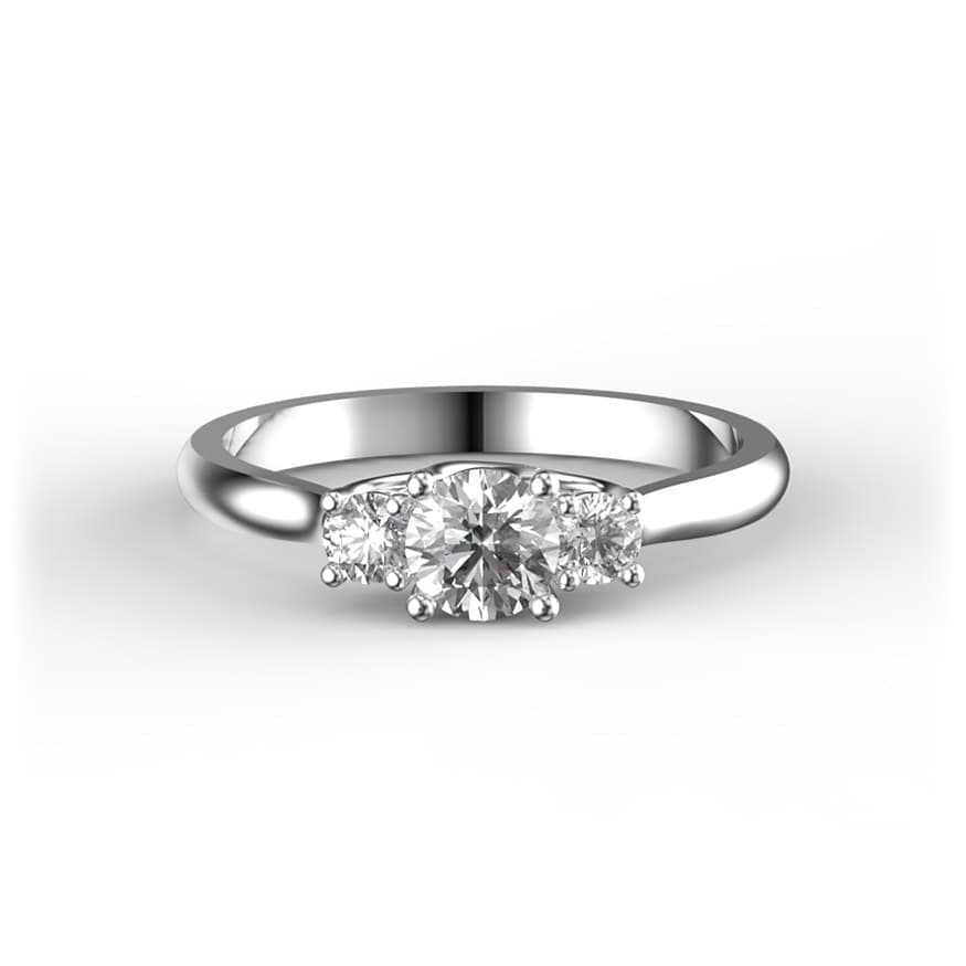 R0047 14kt White Gold Diamond and Diamond top