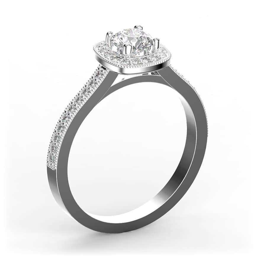 R0049 14kt White Gold Diamond and Diamond and Diamond side angle