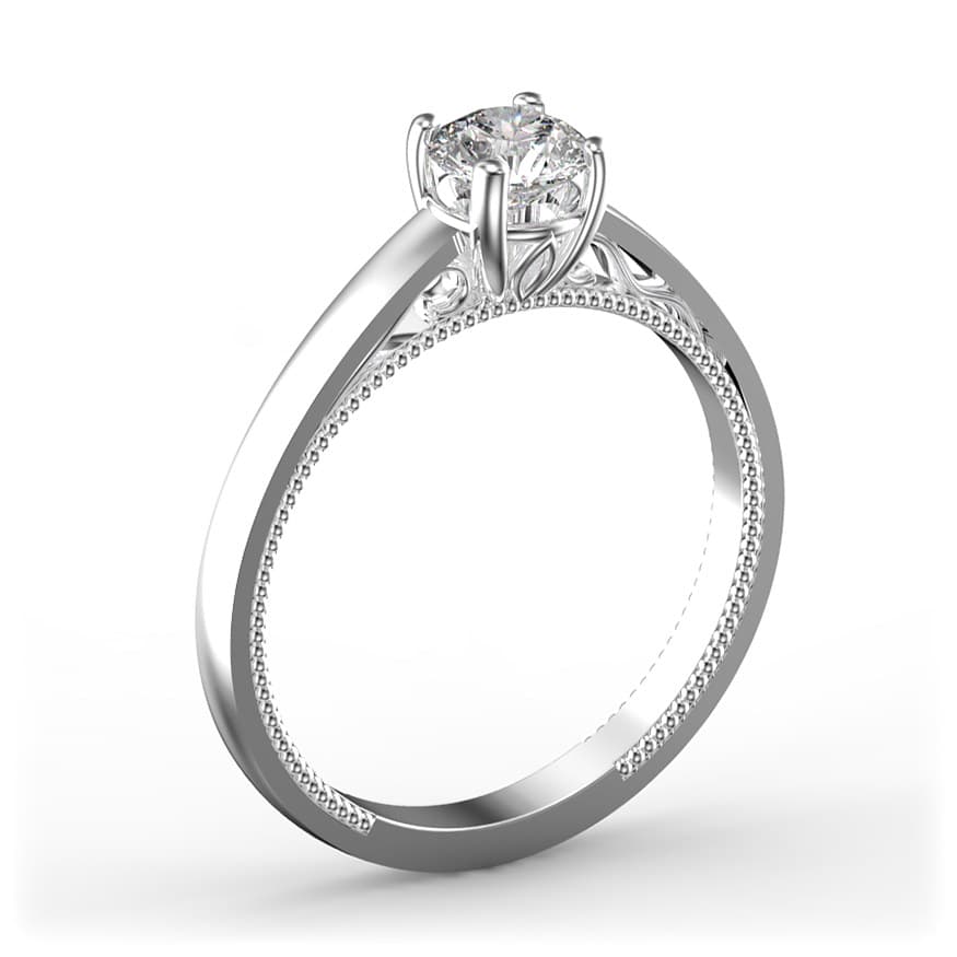 R0051 14kt White Gold Diamond side angle