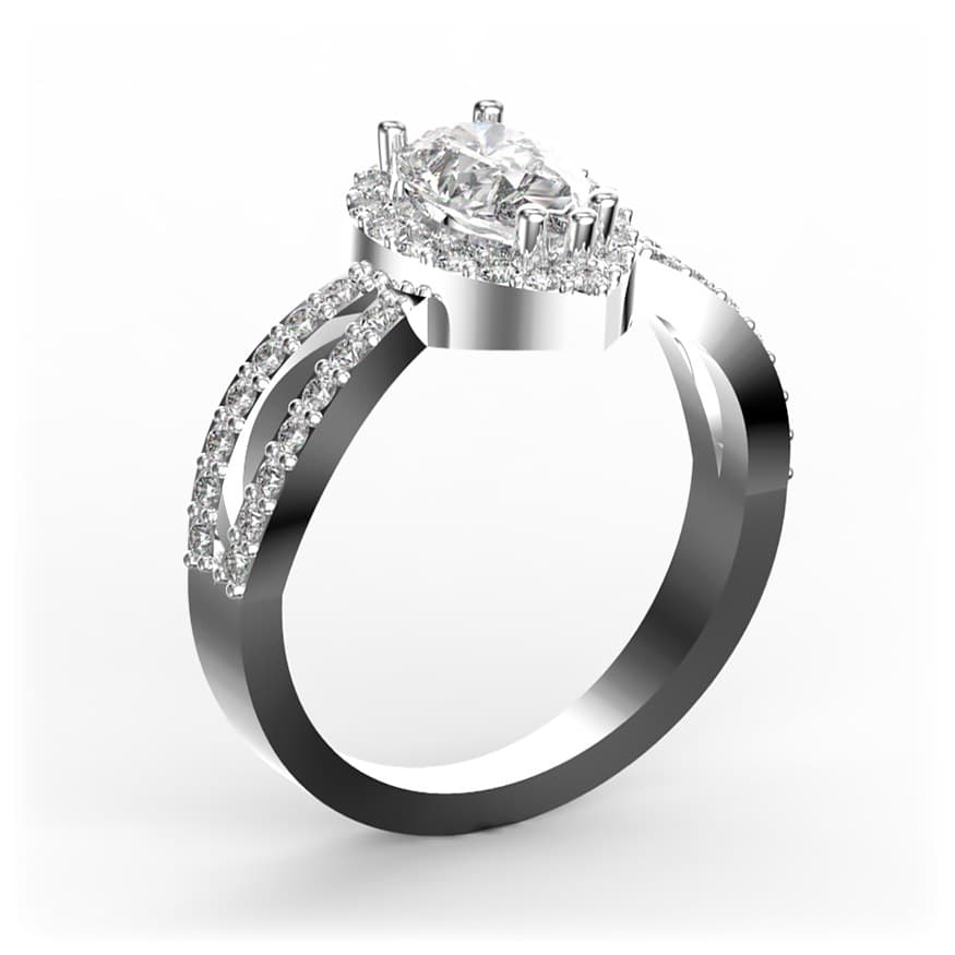 R0059 14kt White Gold Diamond and Diamond and Diamond side angle