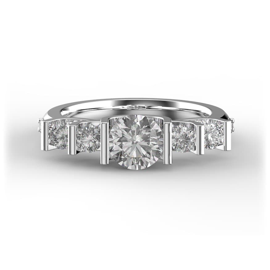 R0065 14kt White Gold Diamond and Diamond and Diamond top