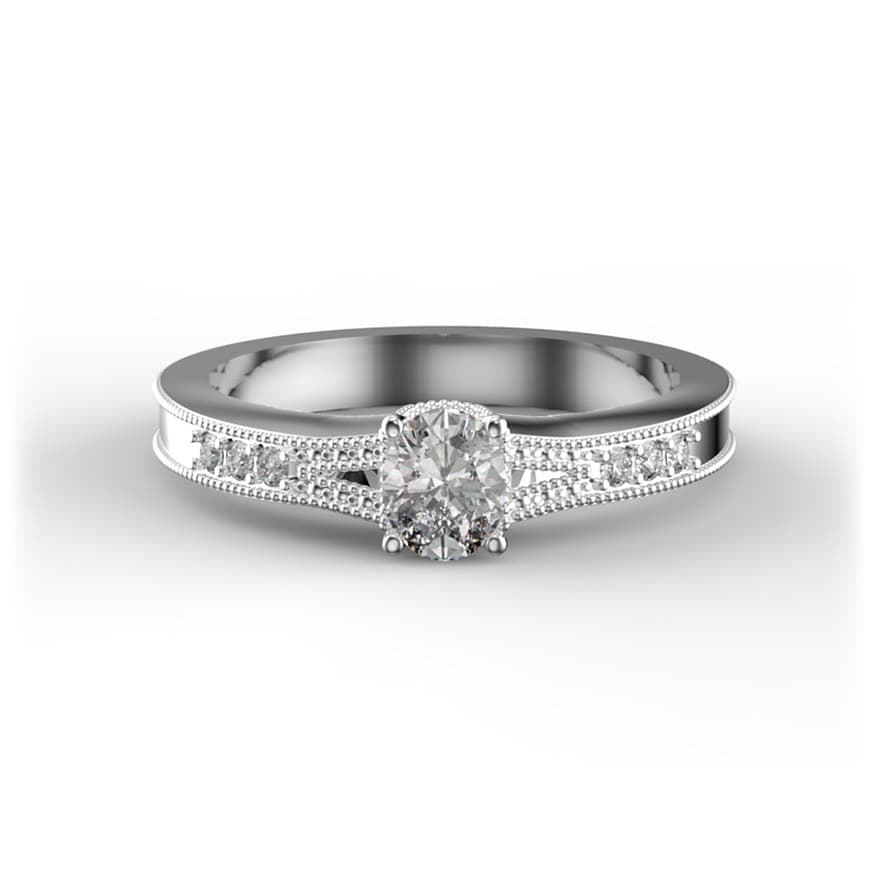 R0067 14kt White Gold Diamond and Diamond top