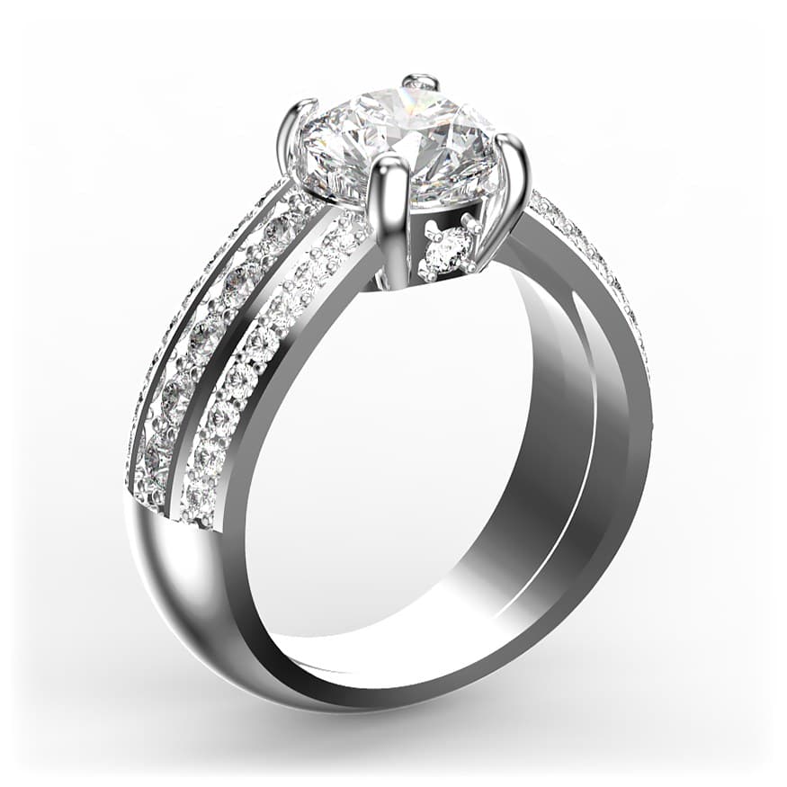 R0074 14kt White Gold Diamond and Diamond and Diamond and Diamond side angle