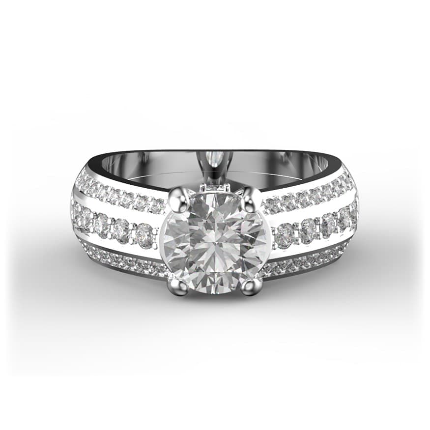 R0074 14kt White Gold Diamond and Diamond and Diamond and Diamond top