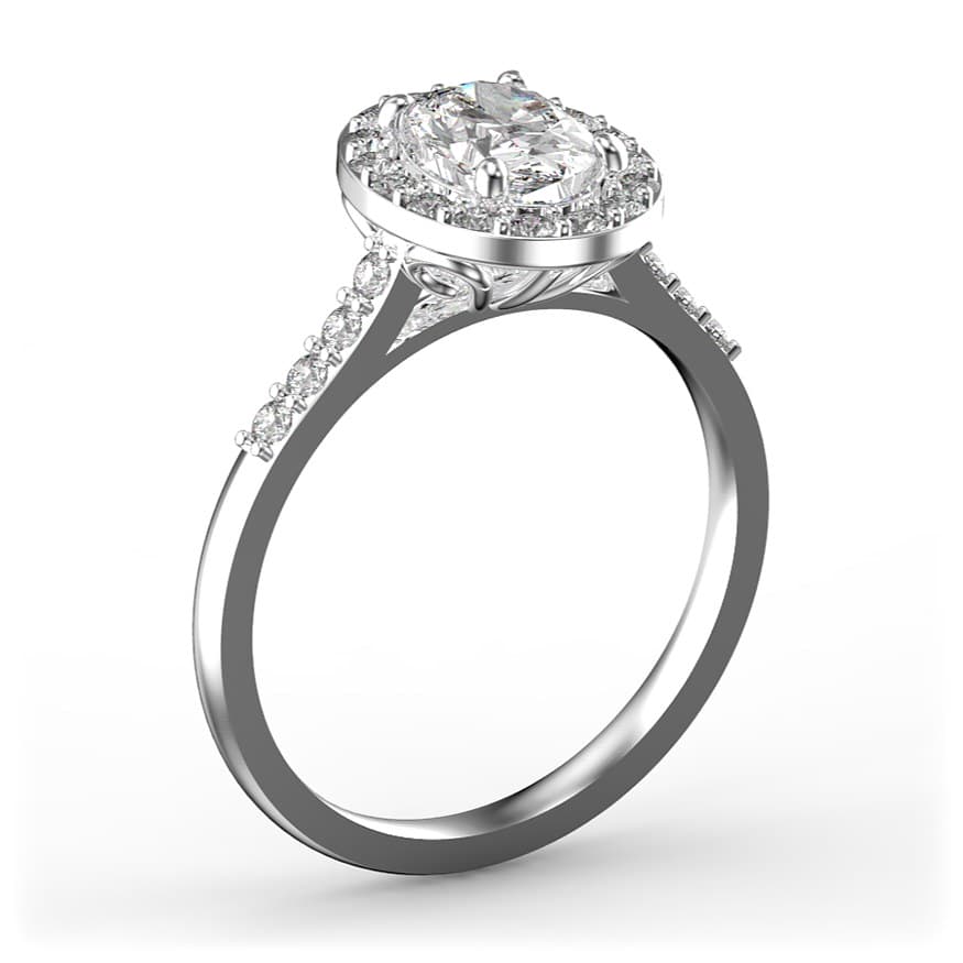 R0077 14kt White Gold Diamond and Diamond and Diamond side angle