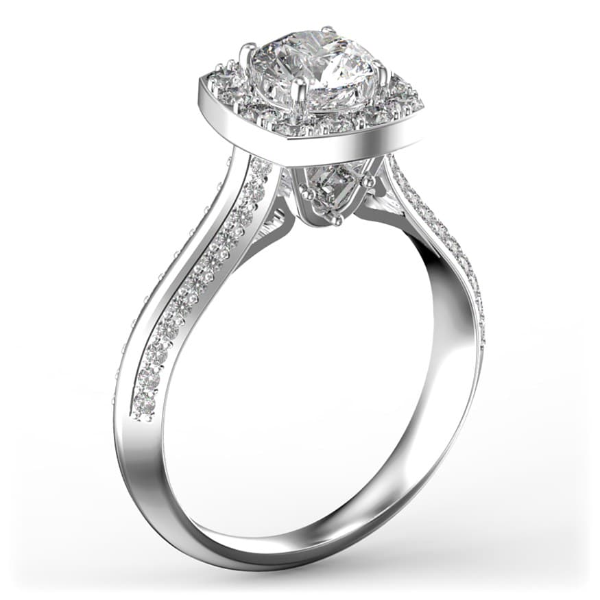 R0081 14kt White Gold Diamond and Diamond and Diamond and Diamond side angle