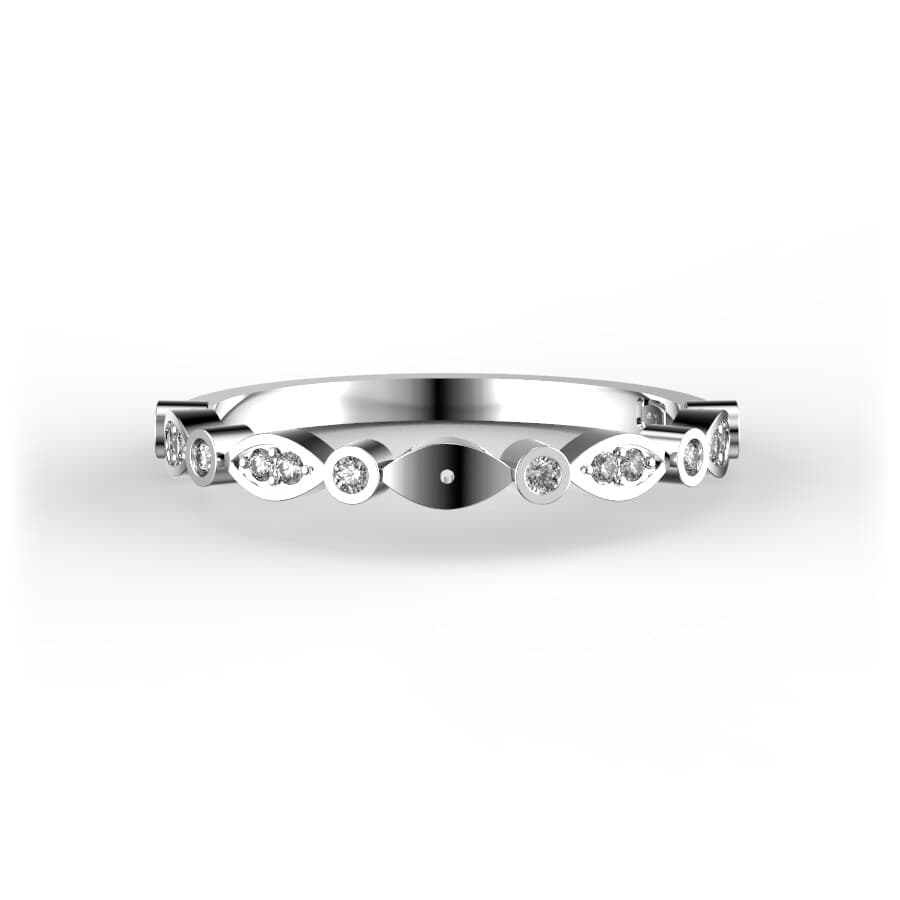 R0083 14kt White Gold Diamond and Diamond top