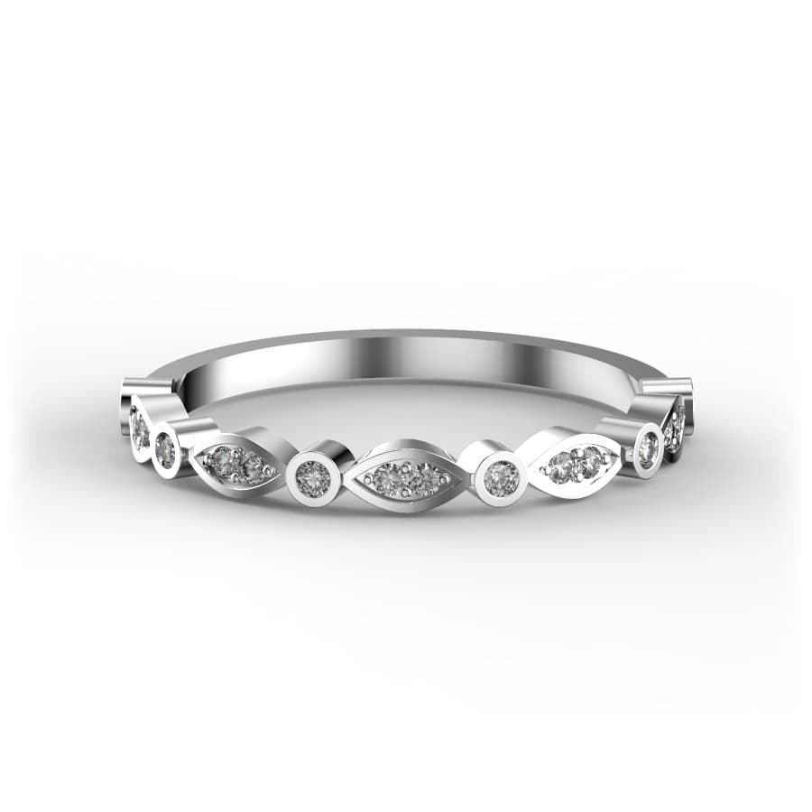 R0083B 14kt White Gold Diamond and Diamond top