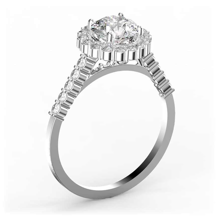 R0087 14kt White Gold Diamond and Diamond and Diamond side angle