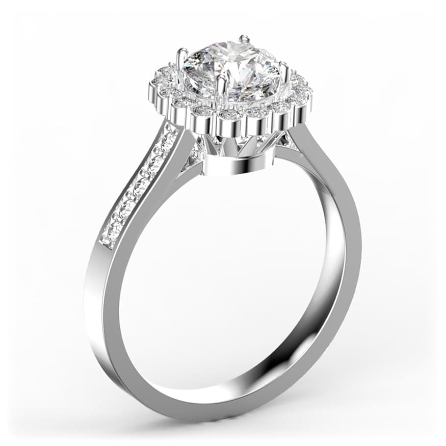 R0088 14kt White Gold Diamond and Diamond and Diamond side angle