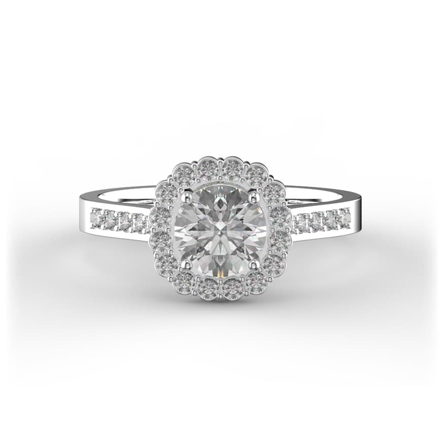 R0088 14kt White Gold Diamond and Diamond and Diamond top
