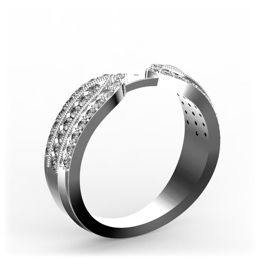 R0092 14kt White Gold Diamond and Diamond side angle