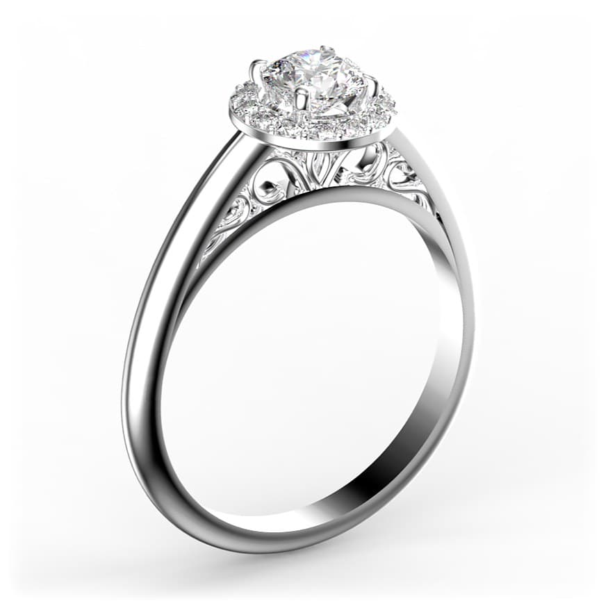 R0106 14kt White Gold Diamond and Diamond side angle