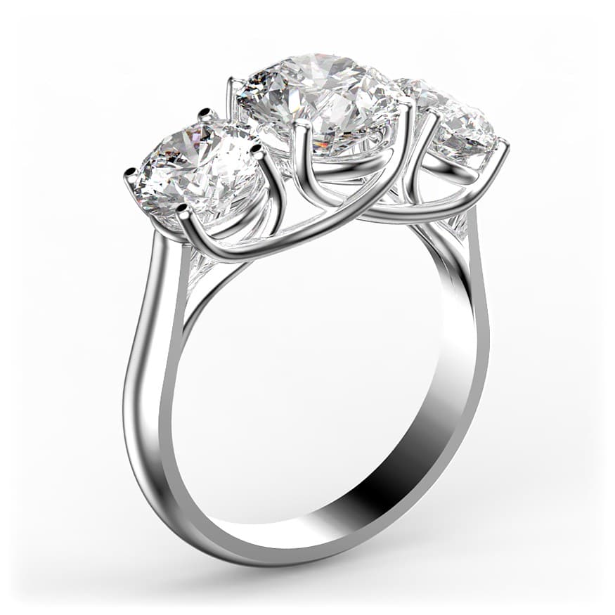 R0120 14kt White Gold Diamond and Diamond side angle