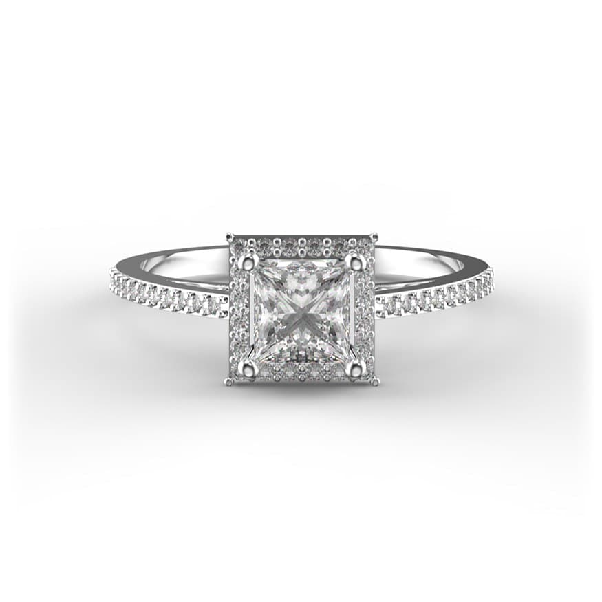 R0123 14kt White Gold Diamond and Diamond and Diamond top