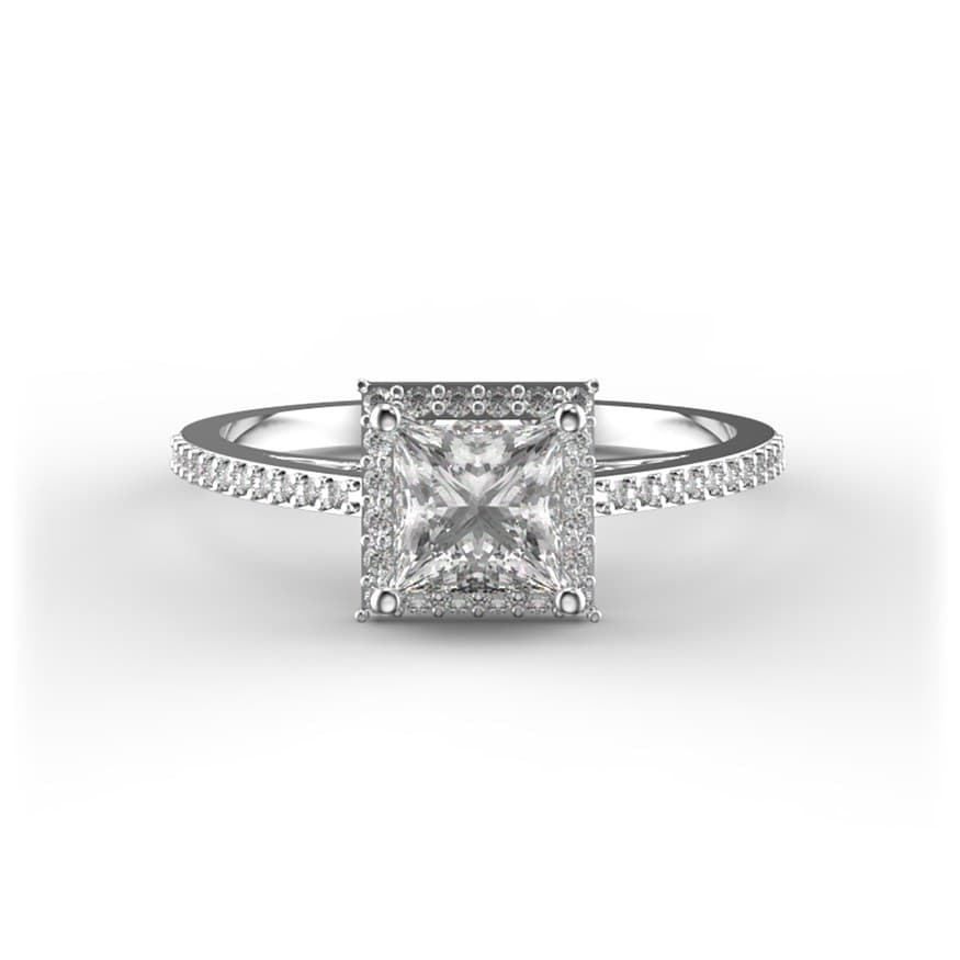 R0125 14kt White Gold Diamond and Diamond and Diamond top