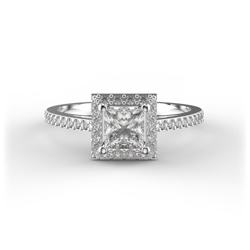 R0127 14kt White Gold Diamond and Diamond and Diamond top