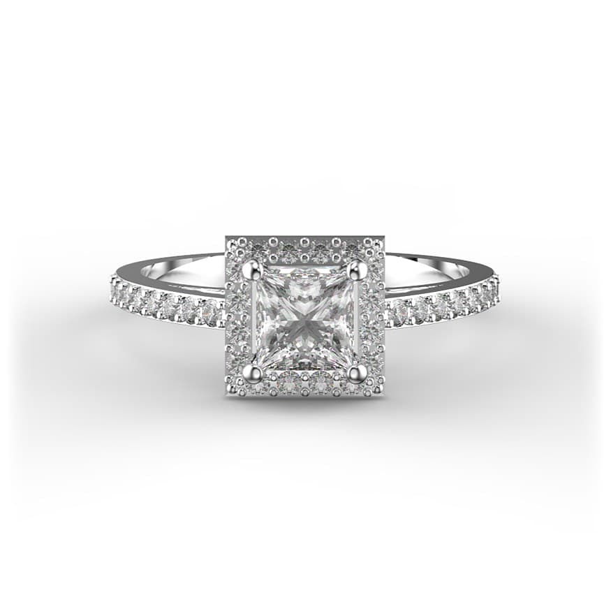 R0129 14kt White Gold Diamond and Diamond and Diamond top