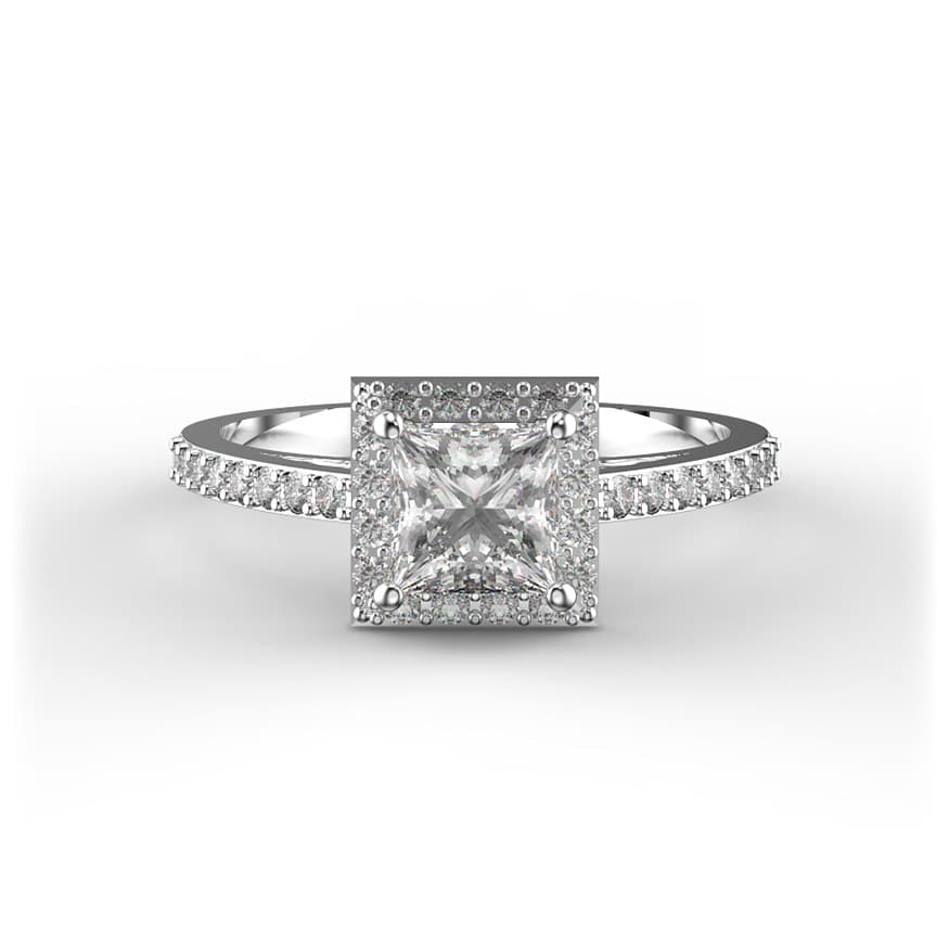 R0131 14kt White Gold Diamond and Diamond and Diamond top