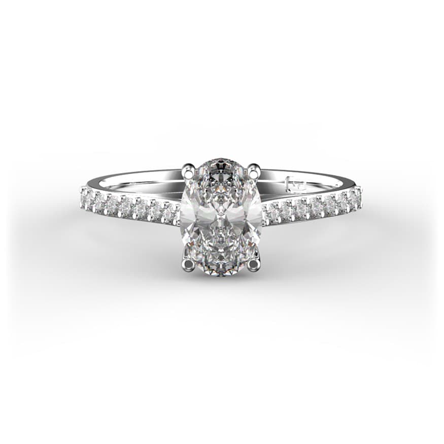 R0136 14kt White Gold Diamond and Diamond top