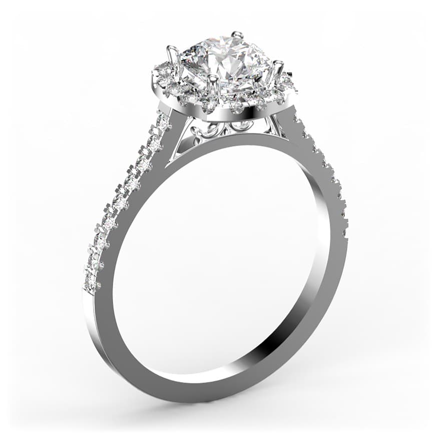 R0137 14kt White Gold Diamond and Diamond and Diamond side angle