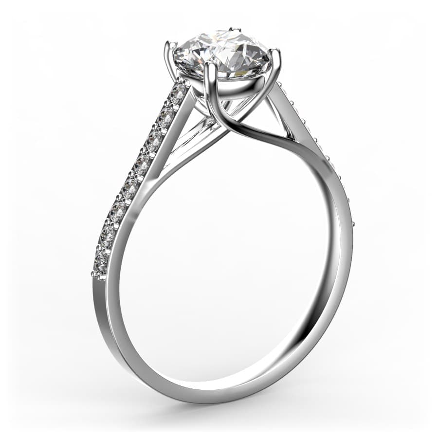 R0143 14kt White Gold Diamond and Diamond side angle