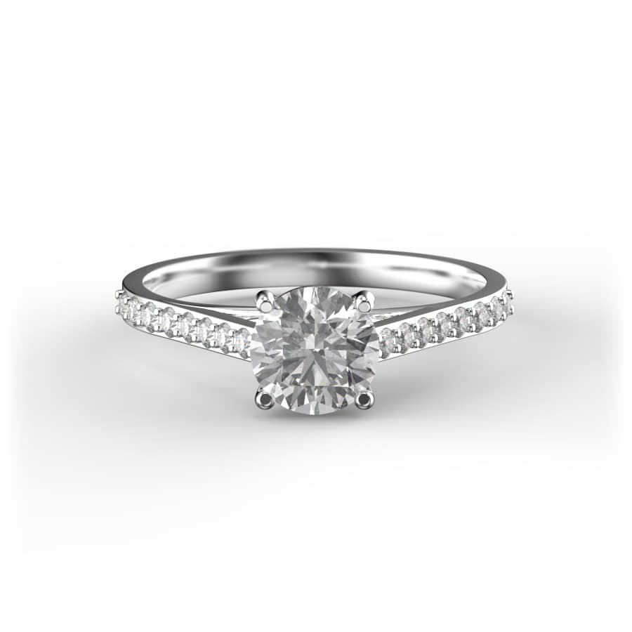 R0143 14kt White Gold Diamond and Diamond top