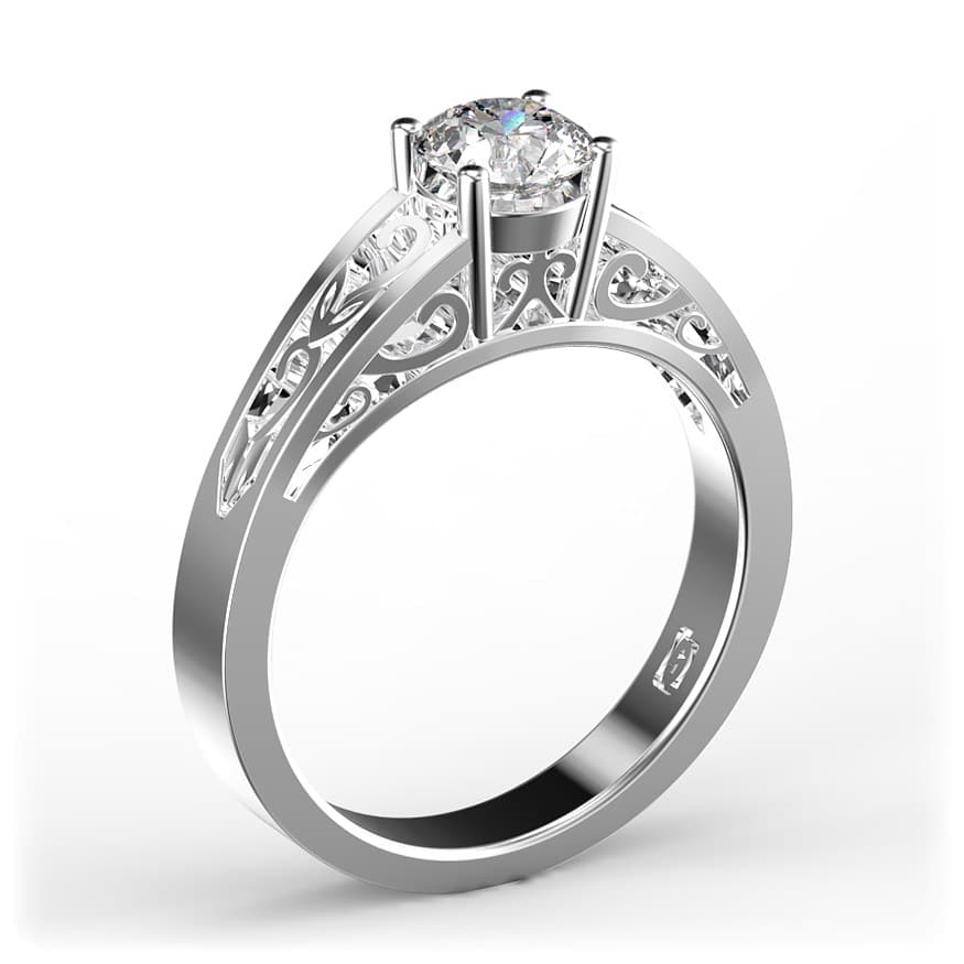 R2001 14kt White Gold Diamond side angle