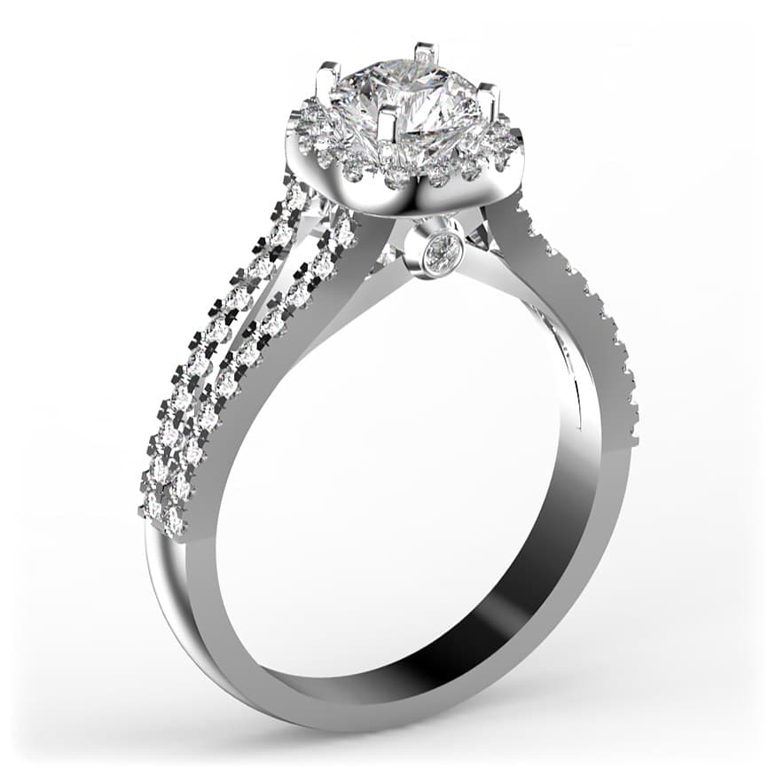 R2005 14kt White Gold Diamond and Diamond and Diamond and Diamond side angle